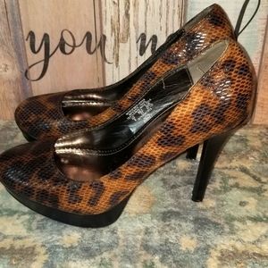 Leopard print, snakeskin heels